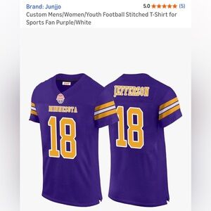 Minnesota Football Jersey Purple and White